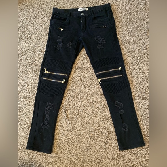 Dstakt Black Denim Jeans Men’s Size 32x32 Skinny Leg Hip Hop - Picture 13 of 13